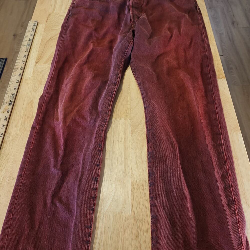 Levi's 501 CT Maroon 31 x 32 Tapered Denim Jeans Faded Tag 90.s Custom Cut